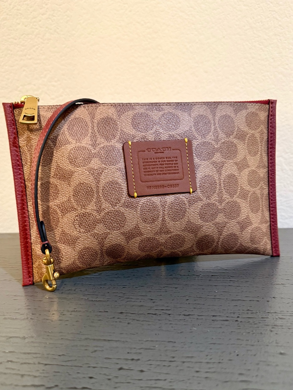 Coach Day Tote C6337 Removable Zip Pouch - Tan Signature Canvas & Rust Leather